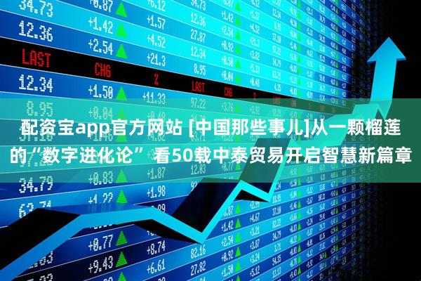配资宝app官方网站 [中国那些事儿]从一颗榴莲的“数字进化论” 看50载中泰贸易开启智慧新篇章